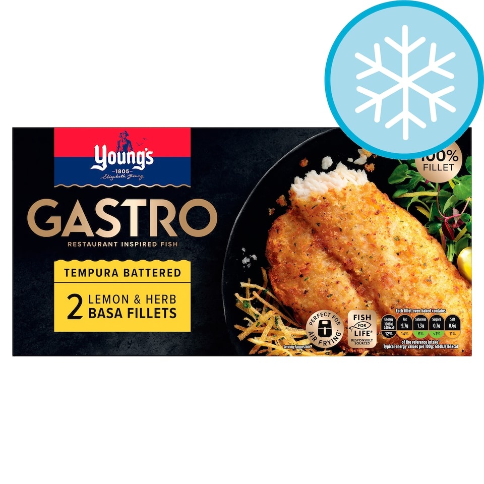 [09214] Youngs Gastro 2 Lemon & Herb Sole Basa Fillets 280g