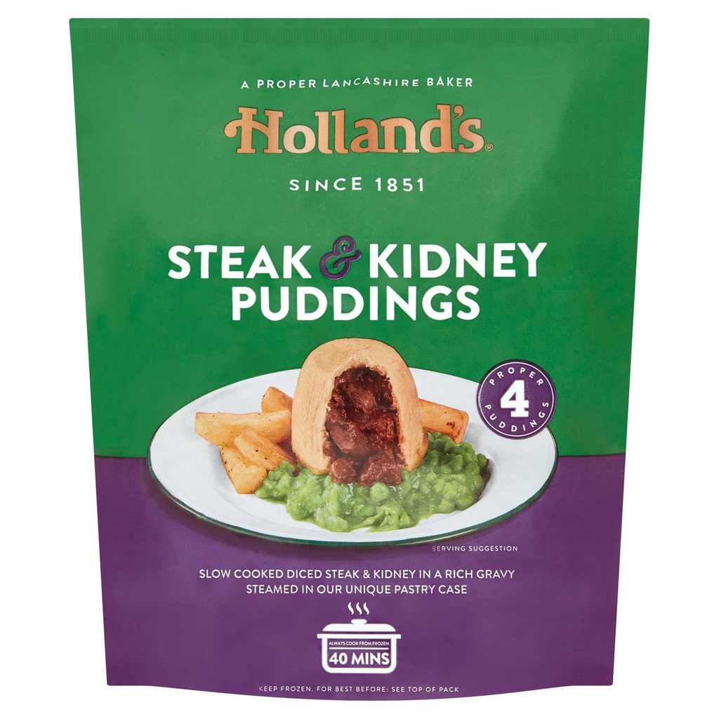 [50383] Hollands 4 Steak & Kidney Puddings