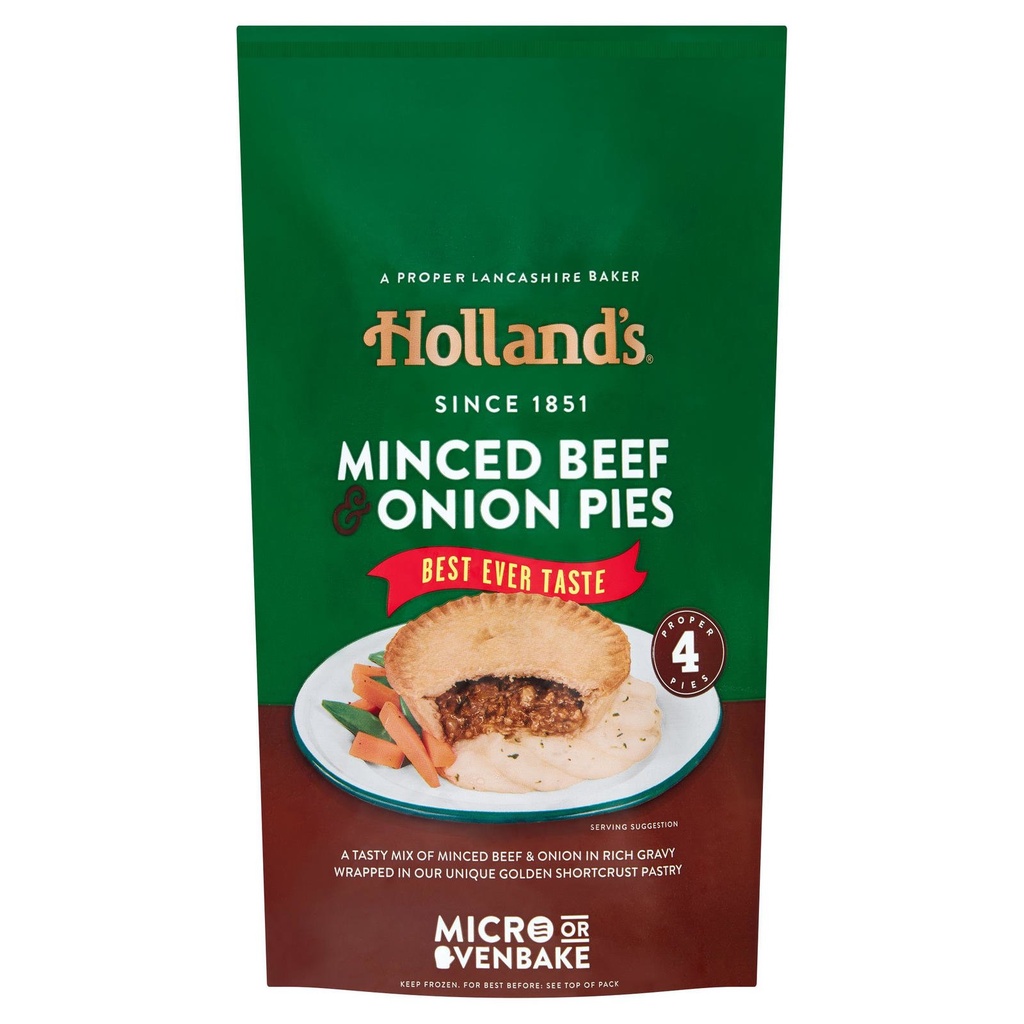 [50386] Hollands 4 Minced Beef & Onion Pies