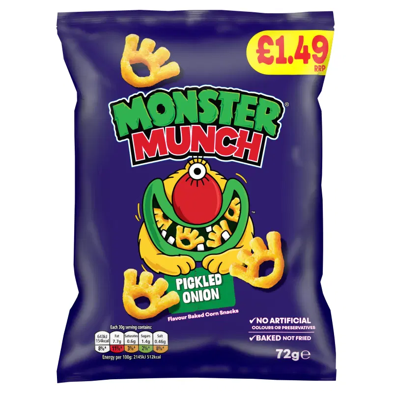 Walkers Monster Munch Pickled Onion Snack 72g