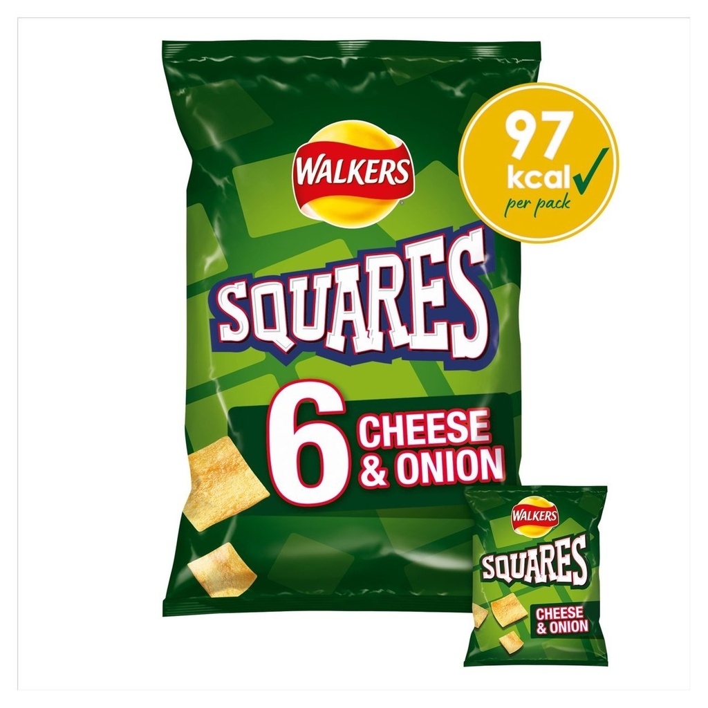 Walkers Squares Cheese & Onion 6pk