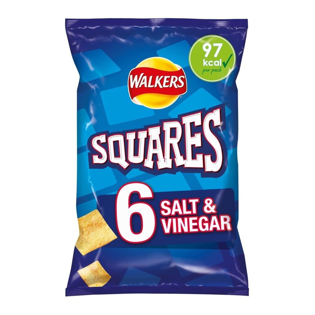Walkers Squares Salt & Vinegar 6pk