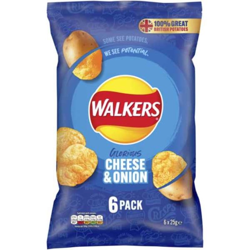Walkers Cheese & Onion 6pk
