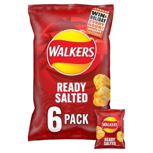 [183989] Walkers Ready Salted Crisps 6pk