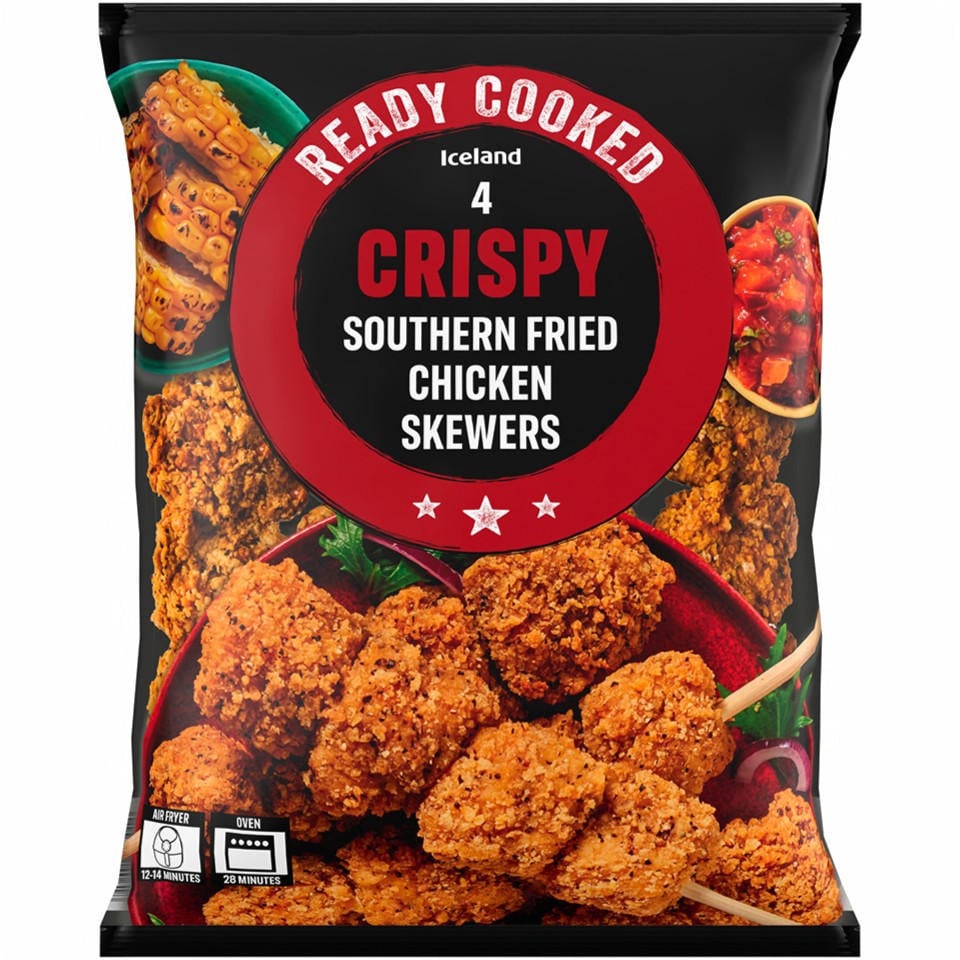 [14061] Iceland 4 Crispy Southern Fried Chicken Skewers 400g