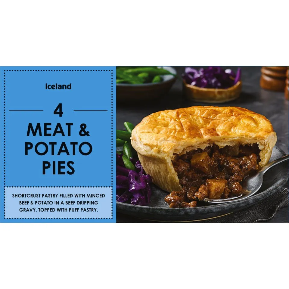 [51290] Iceland 4 Meat & Potato Pies 664g