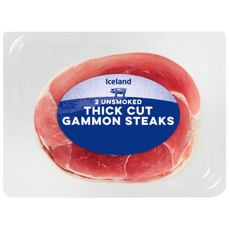 [10670] Iceland 2 Unsmoked Thick Cut Gammon Steaks 400g