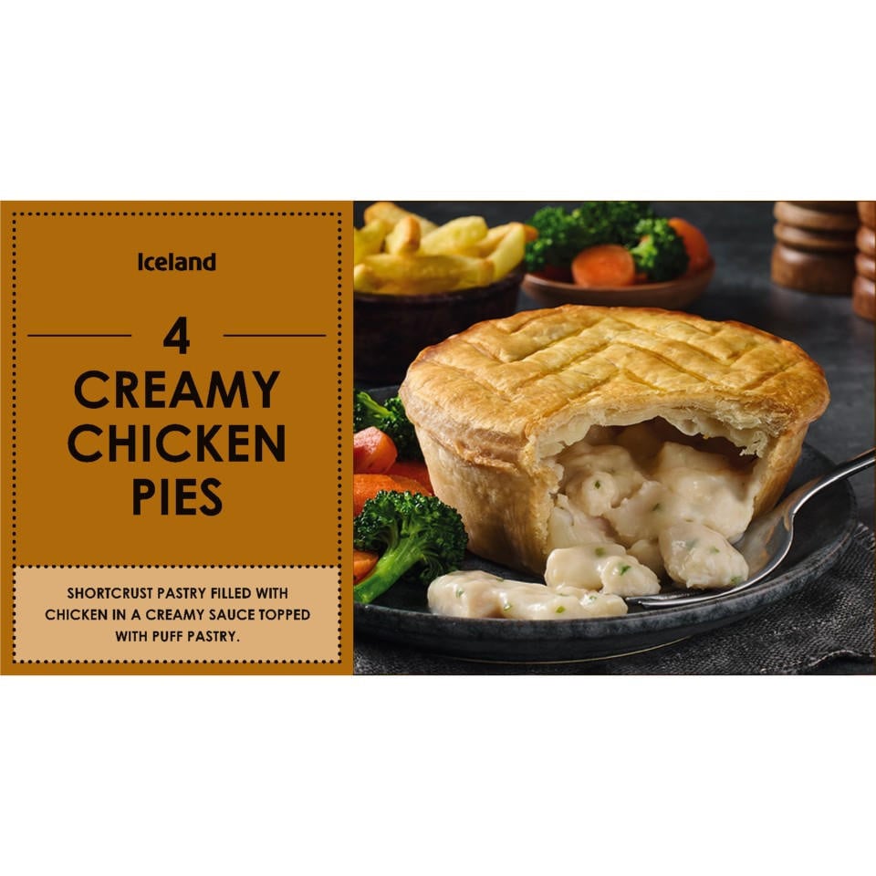 [42059] Iceland 4 Creamy Chicken Pies 664g