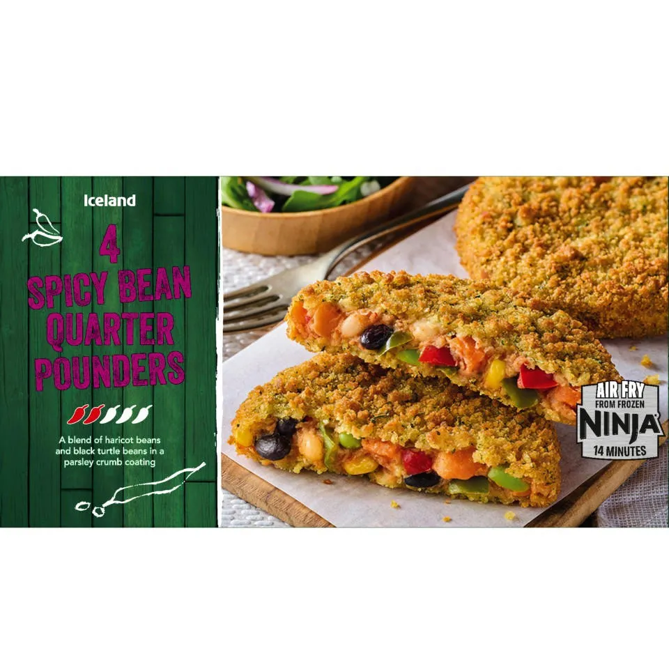 [42129] Iceland 4 Spicy Bean Quarter Pounders 454g