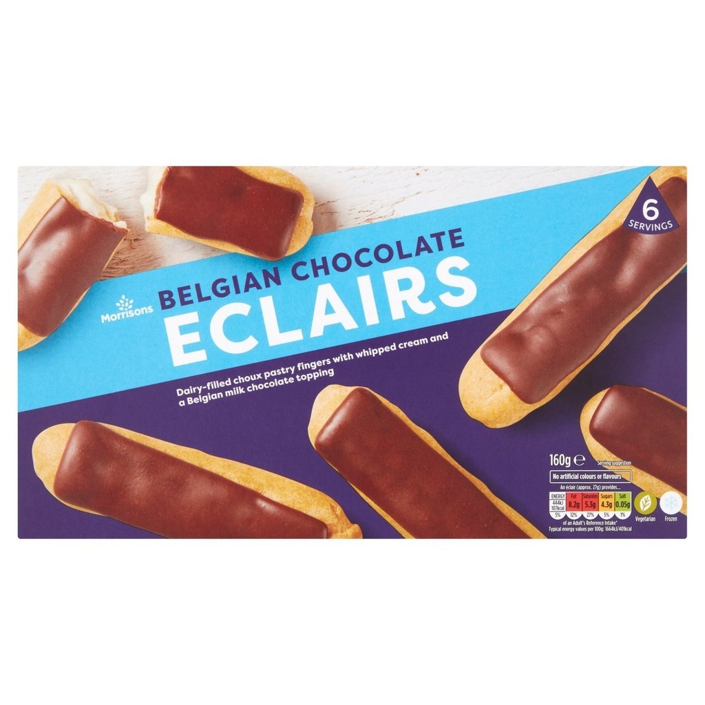 [74504] Iceland 6 Belgian Chocolate Eclairs 160g