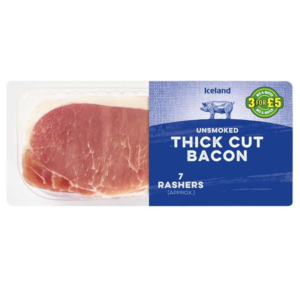 [79711] Iceland 6 Rashers Unsmoked Thick Cut Back Bacon 300g