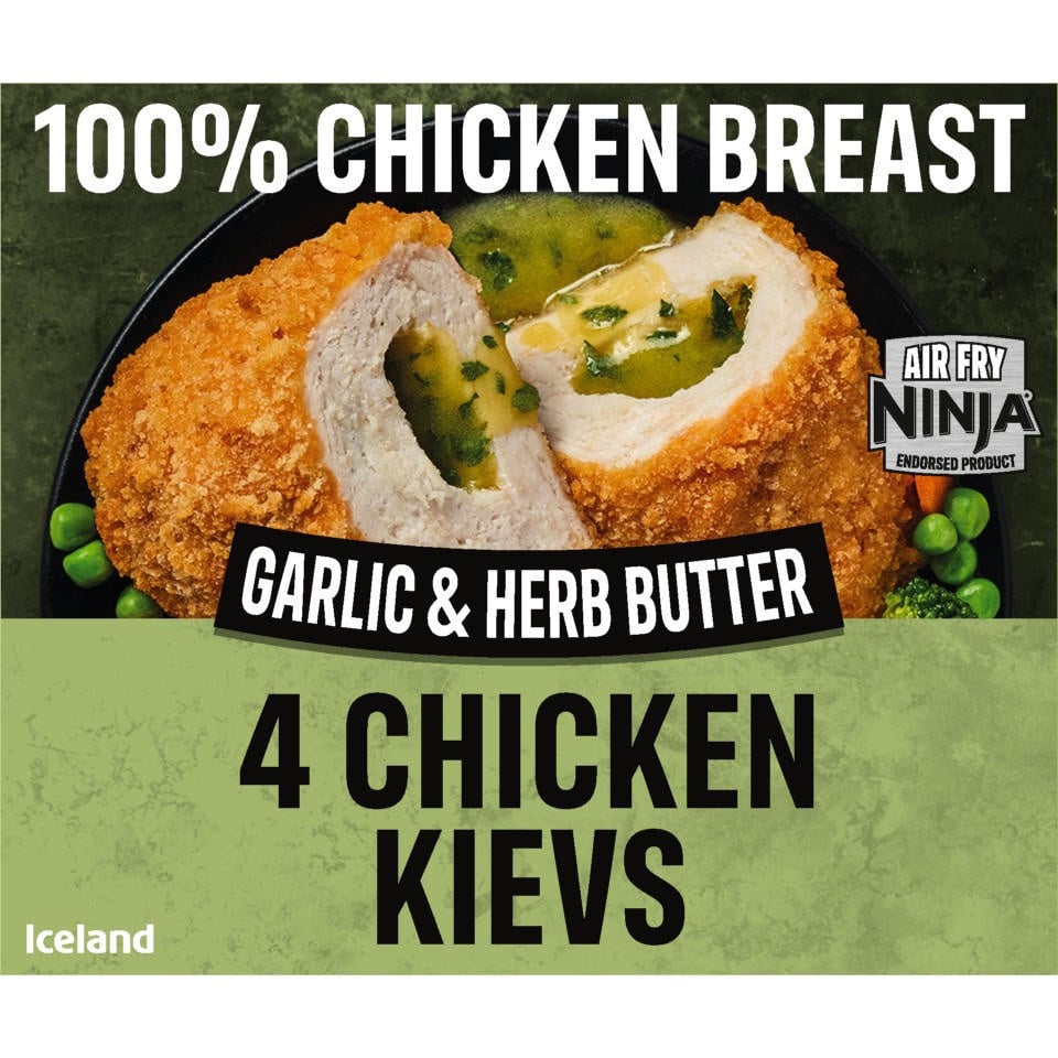 [87179] Iceland 4 Garlic & Herb Butter Chicken Breast Kievs 500g