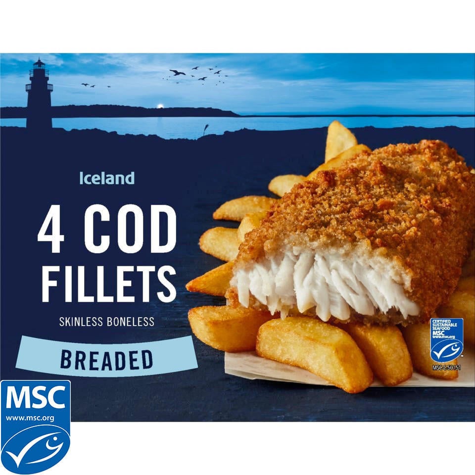 [90616] Iceland Breaded 4 Cod Skinless Boneless Fillets 440g