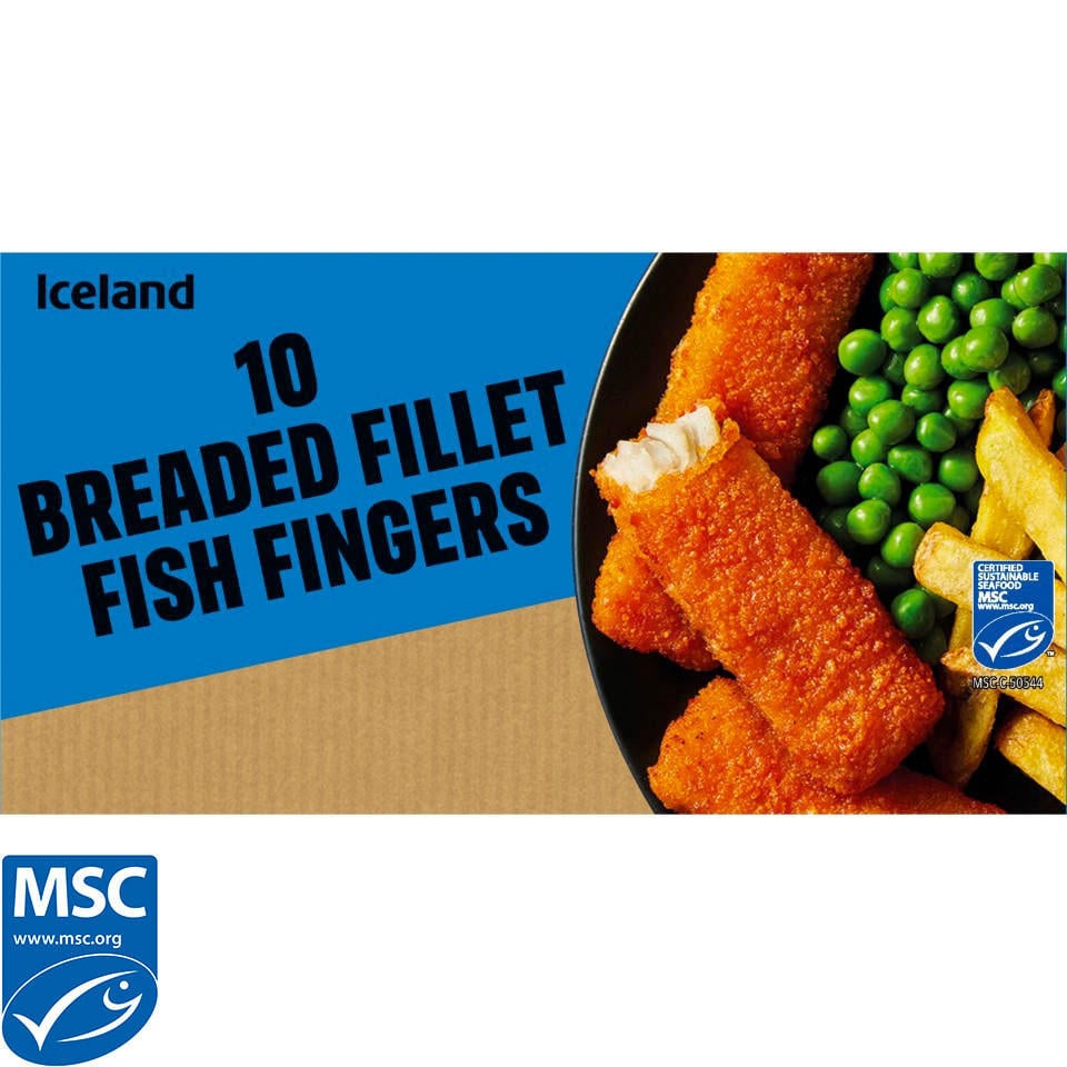 [95444] Iceland 10 Breaded Fillet Fish Fingers 250g