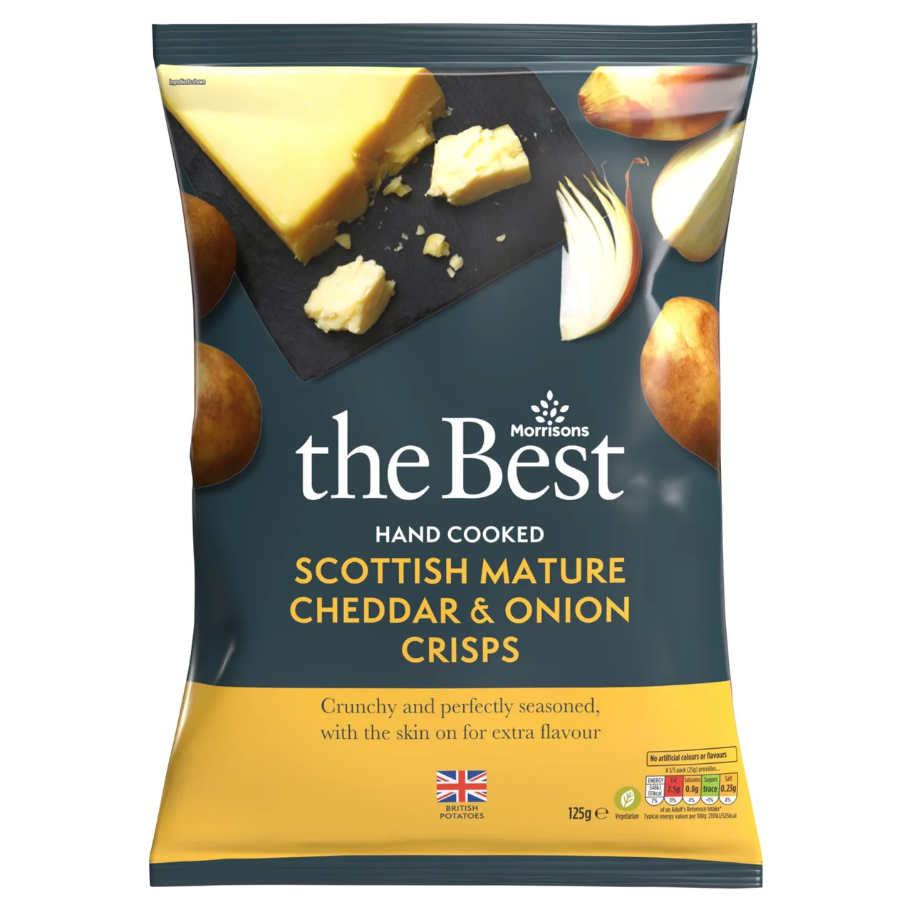 [112385347] Morrisons The Best Mature Cheddar & Onion Crisps 125g