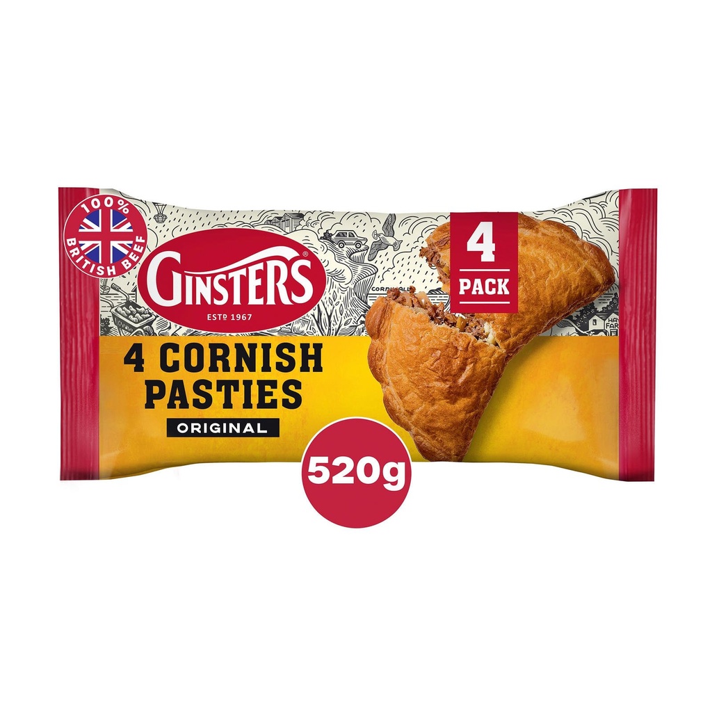 [80439] Ginsters 4pk Cornish Pasty 520g