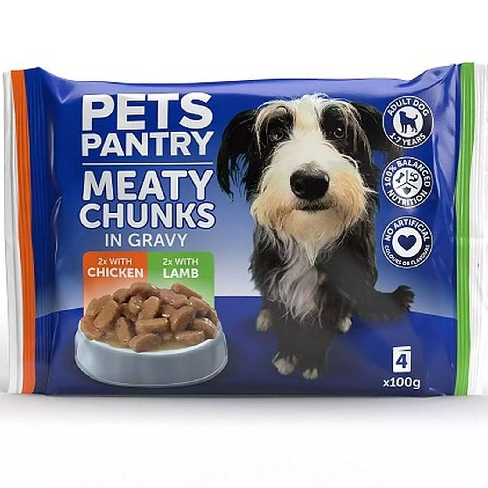 Pets Pantry Meaty Chunks In Gravy Chicken & Lamb 4x85g