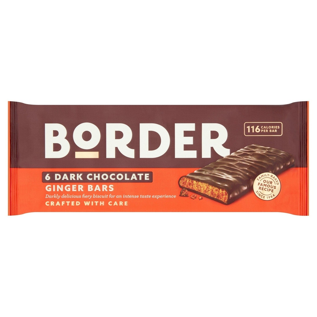 [120418] Border Dark Chocolate Ginger Bars x6 144g