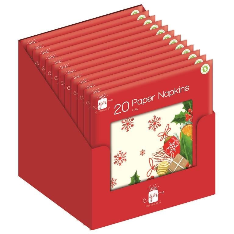 [1019457] Giftmaker Christmas Traditional Napkins 20 Pack