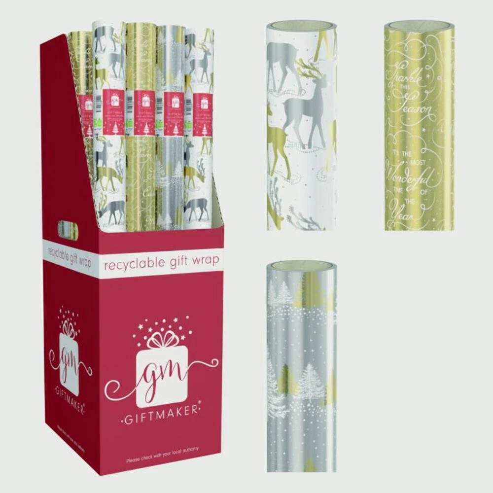 Giftmaker 1.5m Foil Festive Wrapping Paper
