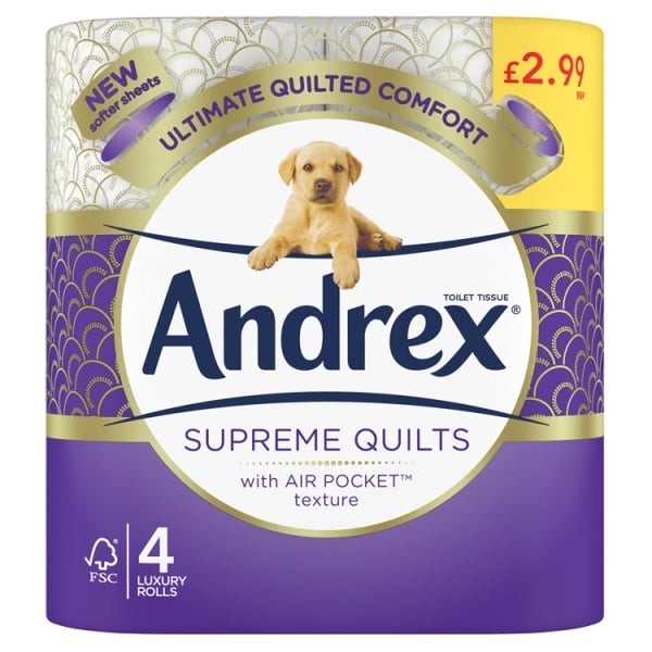 [181623] Andrex Supreme Quilts Toilet Rolls x4