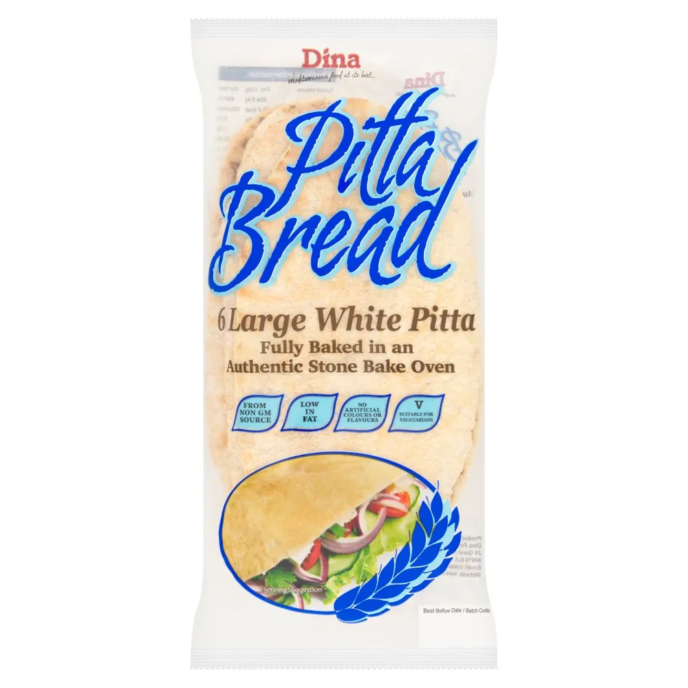 Dina 6 Large White Pitta Bread