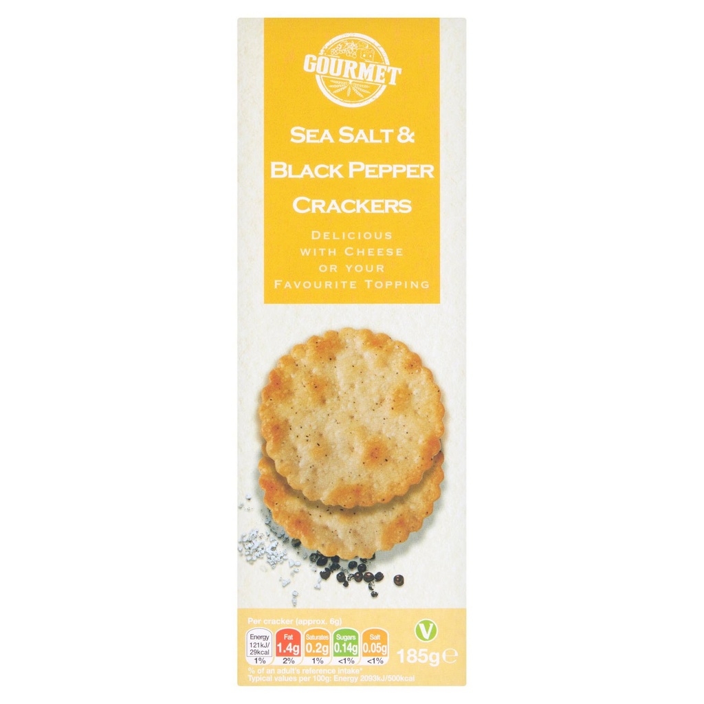 [94342] Gourmet Sea Salt & Black Pepper Crackers 185g