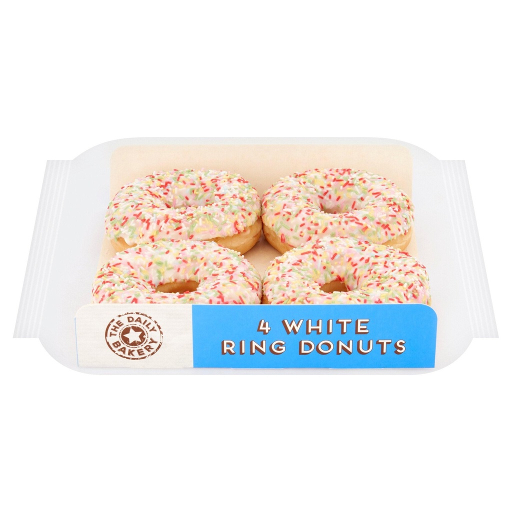 [100143] The Daily Bakery 4pk White Ring Donuts