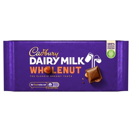 [114822] Cadbury Dairy Milk Whole Nut Chocolate Bar 180g