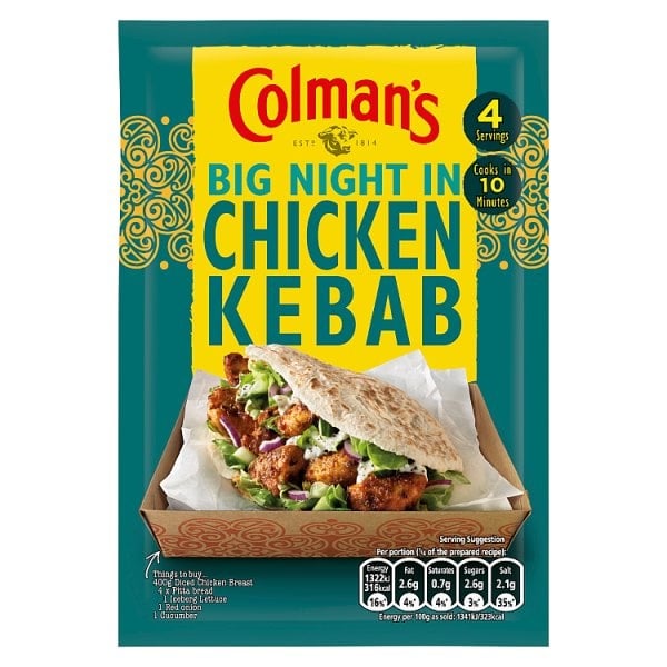 [1071815] Colmans Fakeaway Chicken Kebab 30g