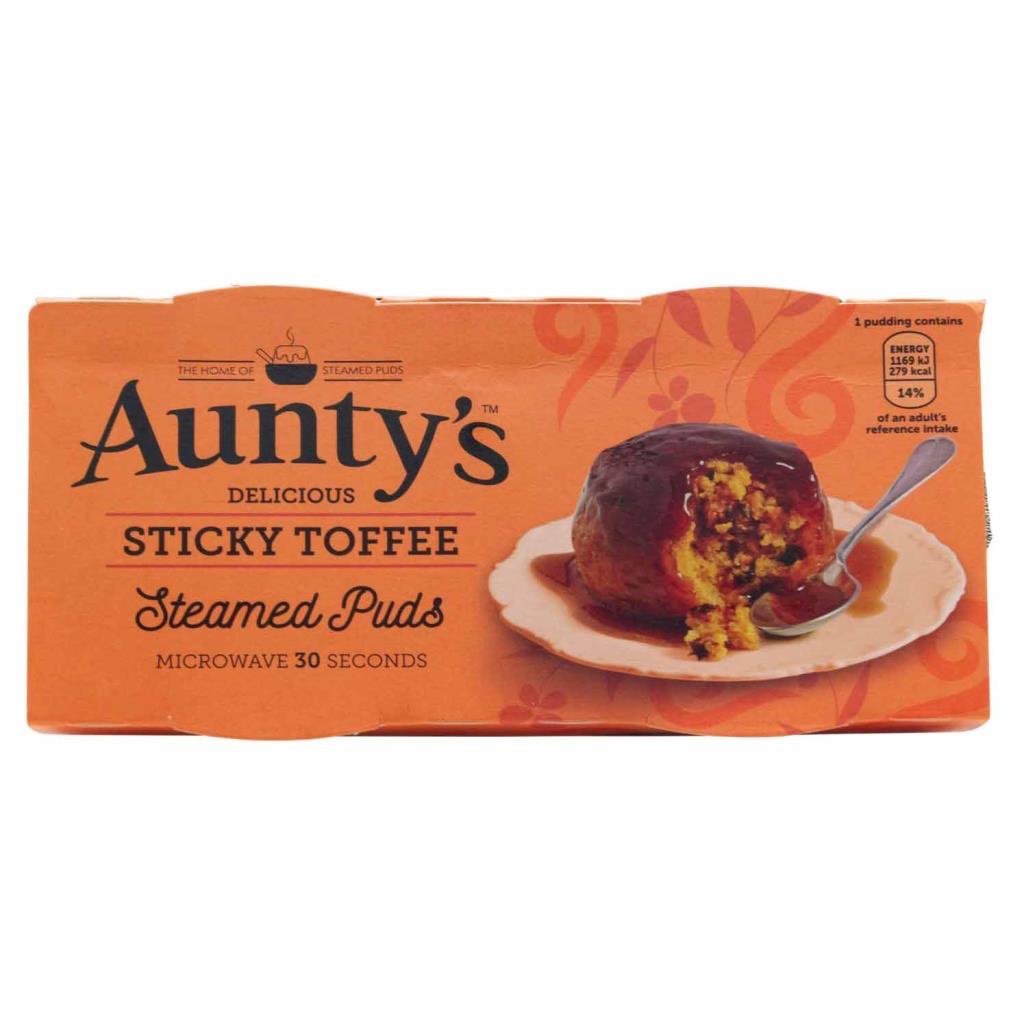 [03AUNS01] Auntys Sticky Toffee Steamed Puddings Pots 2x95g