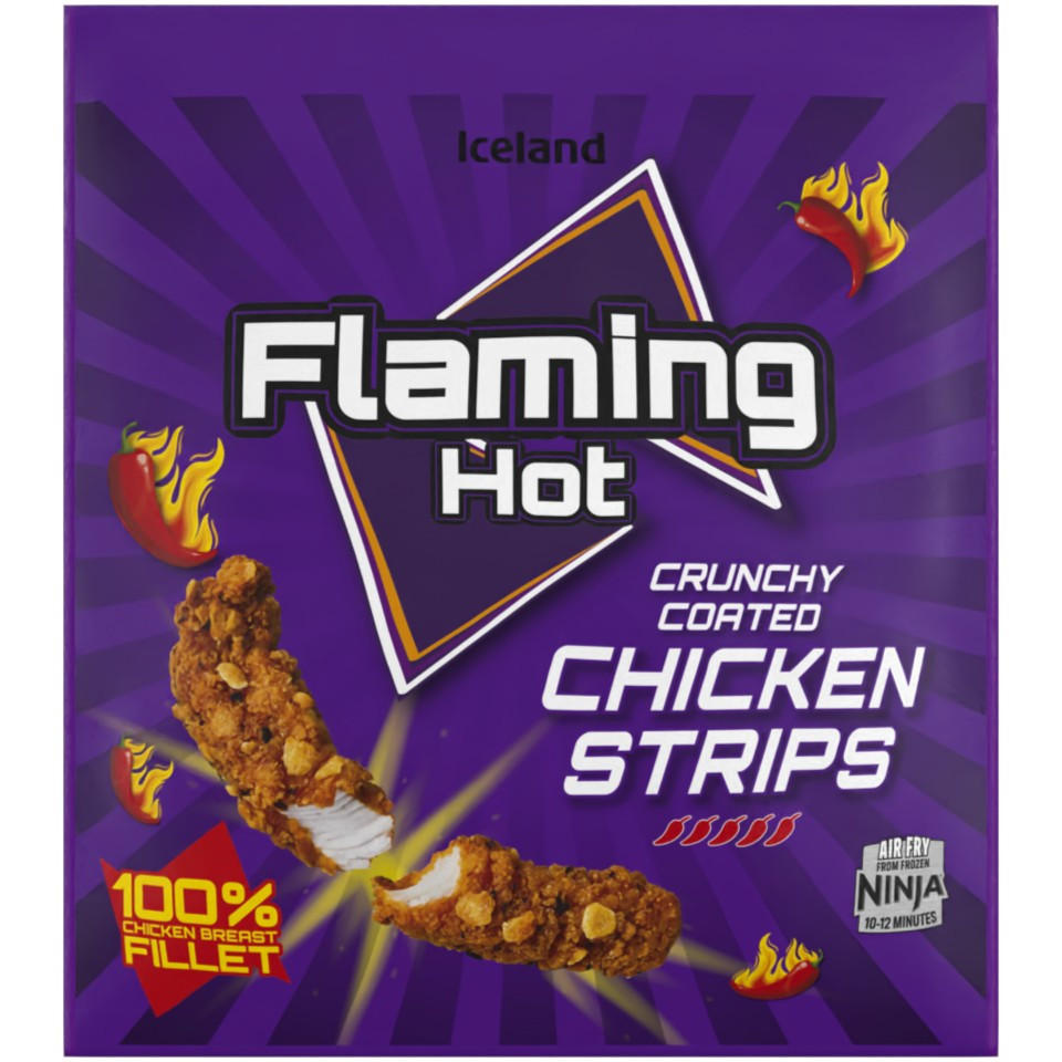 [46063] Iceland Flaming Hot Crunchy Coated Chicken Strips 500g