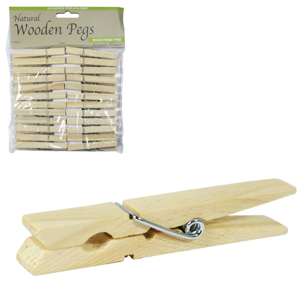 [121039] Wooden Clothes Pegs x24