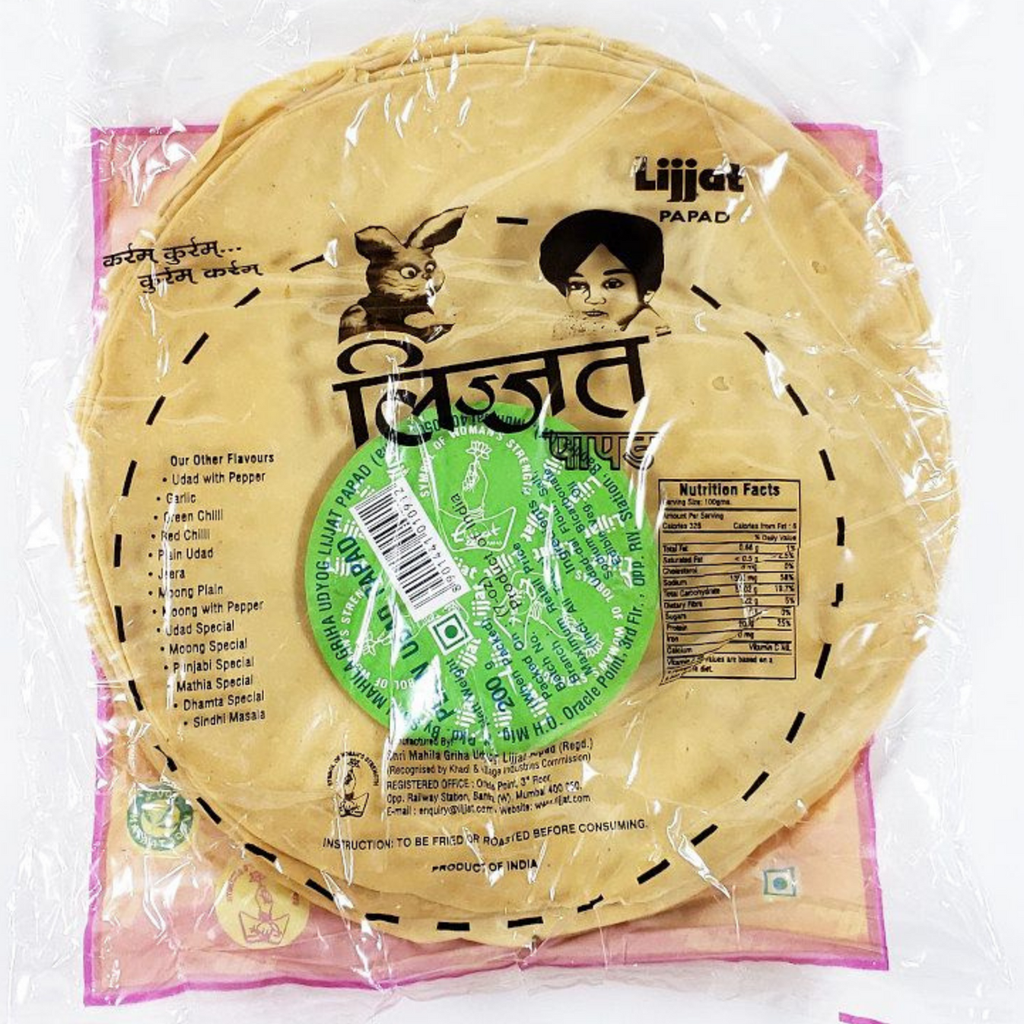 [126030] Lijjat Plain Urad Poppadoms 200g