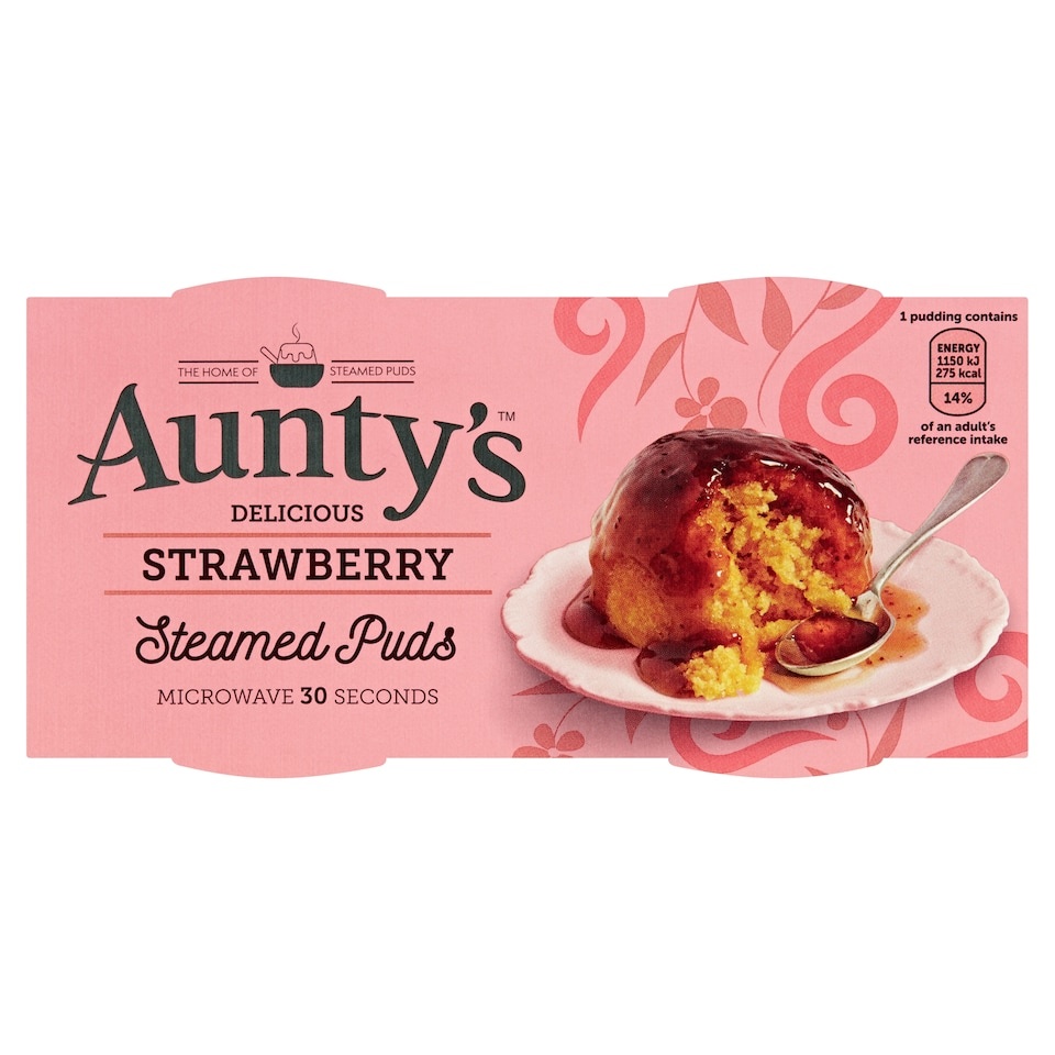 [03AUNS03] Auntys Strawberry Steamed Puddings Pots 2x95g