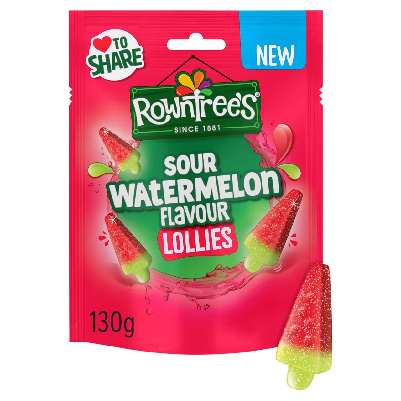 [048211] Rowntrees Sour Watermelon Flavour Lollies 130g