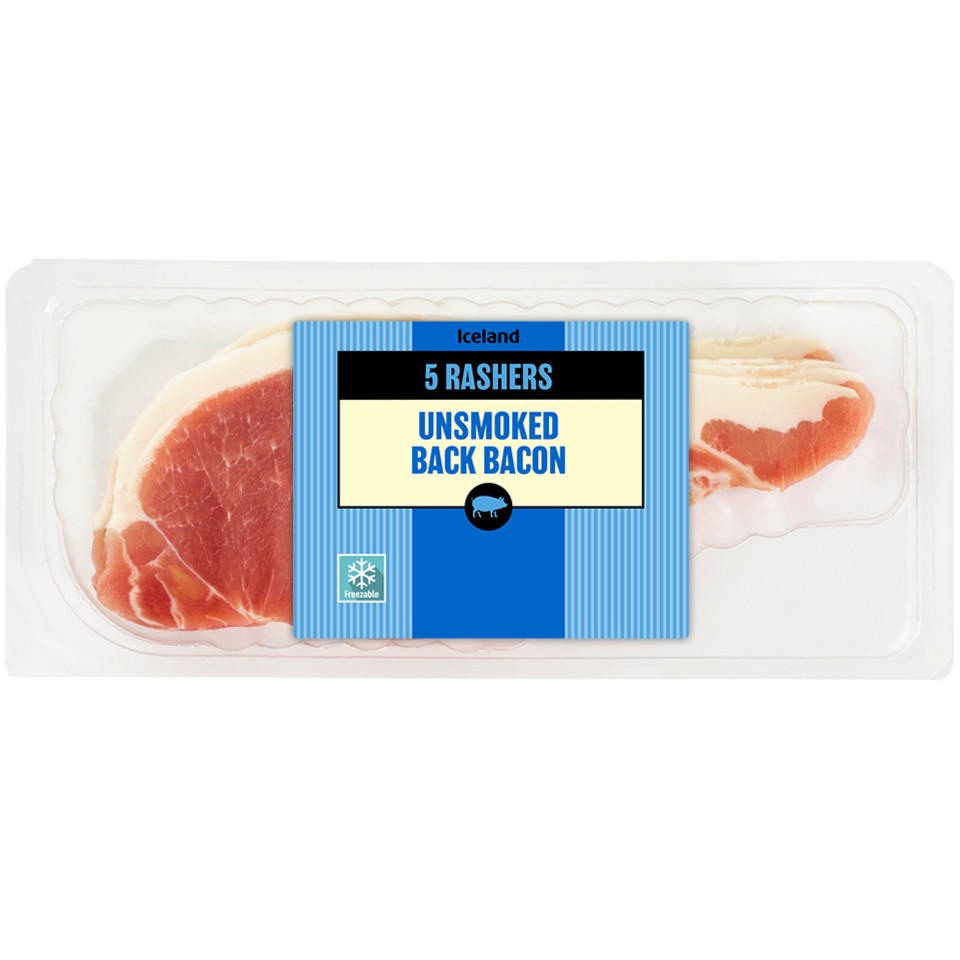 [79706] Iceland 5 Rashers Unsmoked Bacon 150g