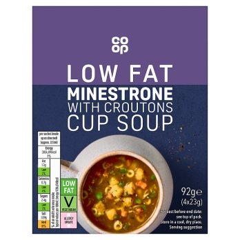 Co-op Low Fat Minestrone  Cup Soup 4 x 23g
