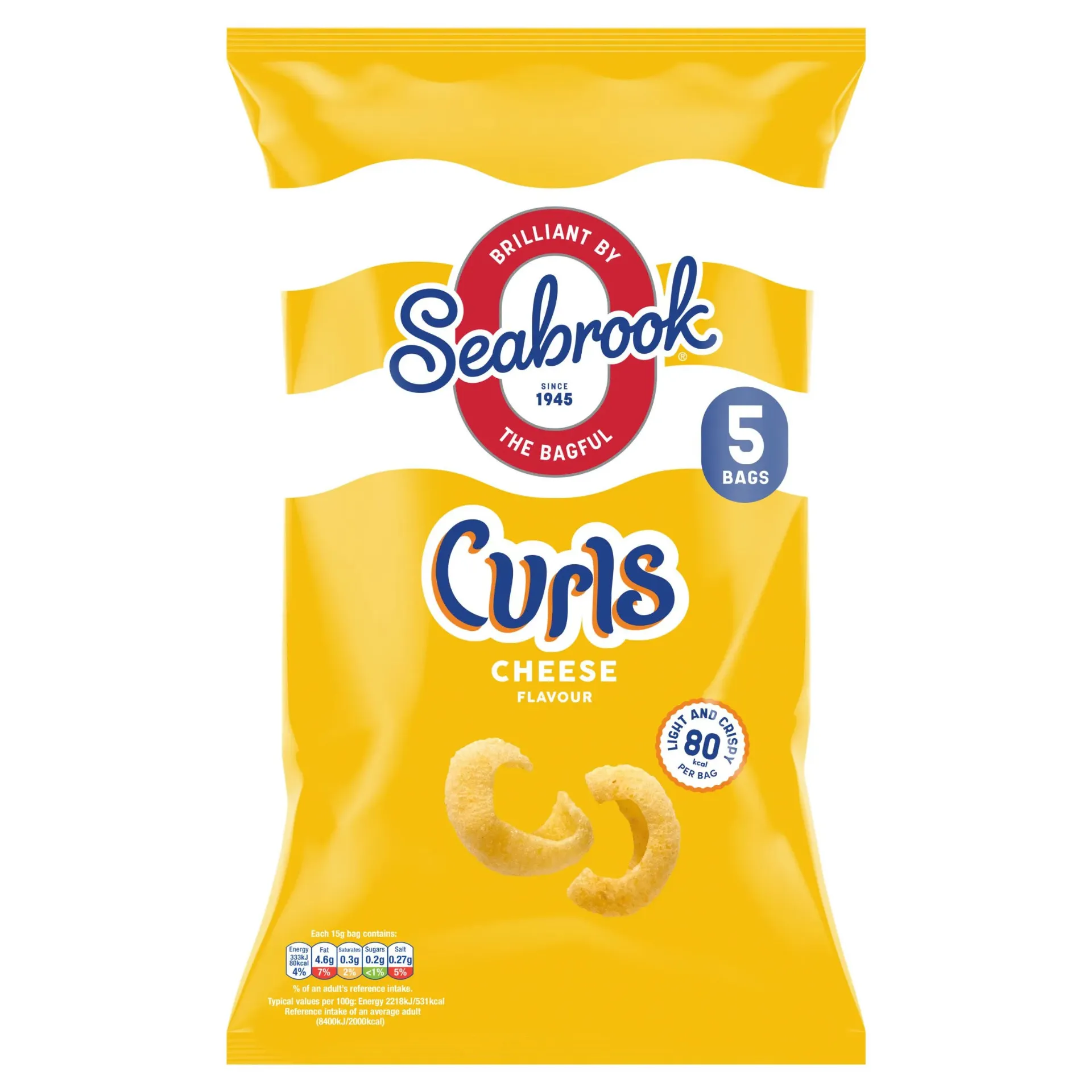 [105464DNR] Seabrook Curls Cheese Flavour 5 x 15g