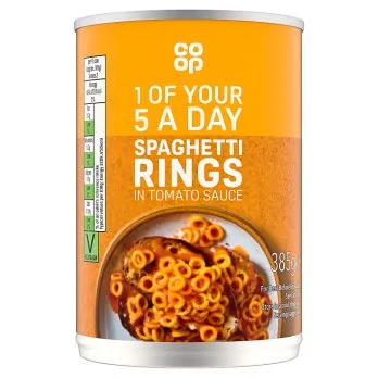 [1017842] Co-op Spaghetti Rings in Tomato Sauce 385g