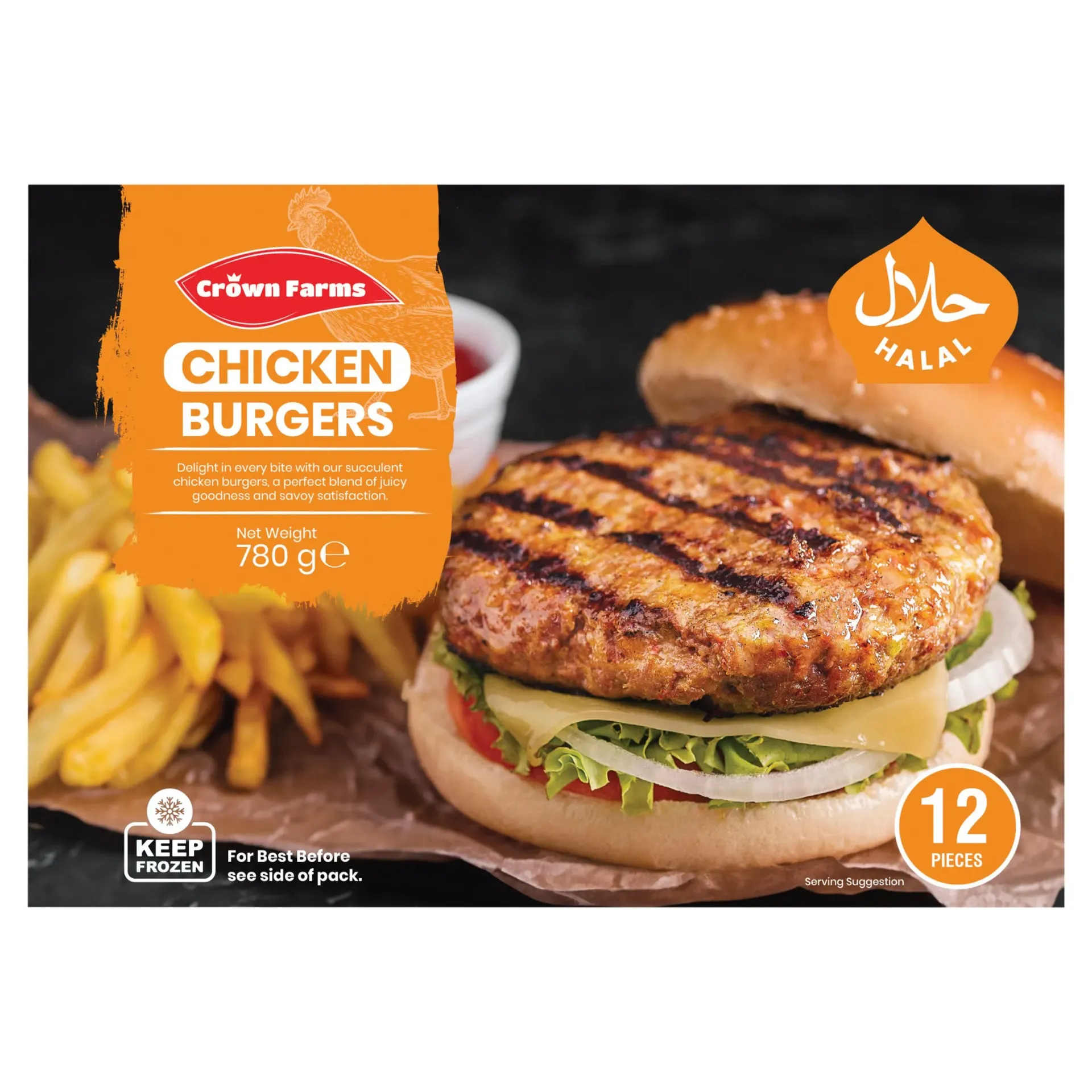 [101946] Crown Farms 12 Chicken Burgers 780g