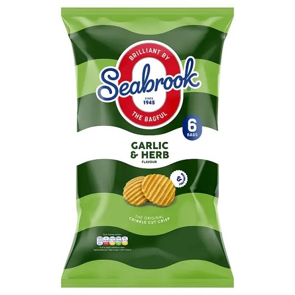 Seabrook Garlic & Herb Crisps 6x25g