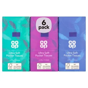 Co-op 6 Ultra Soft Pocket Tissues