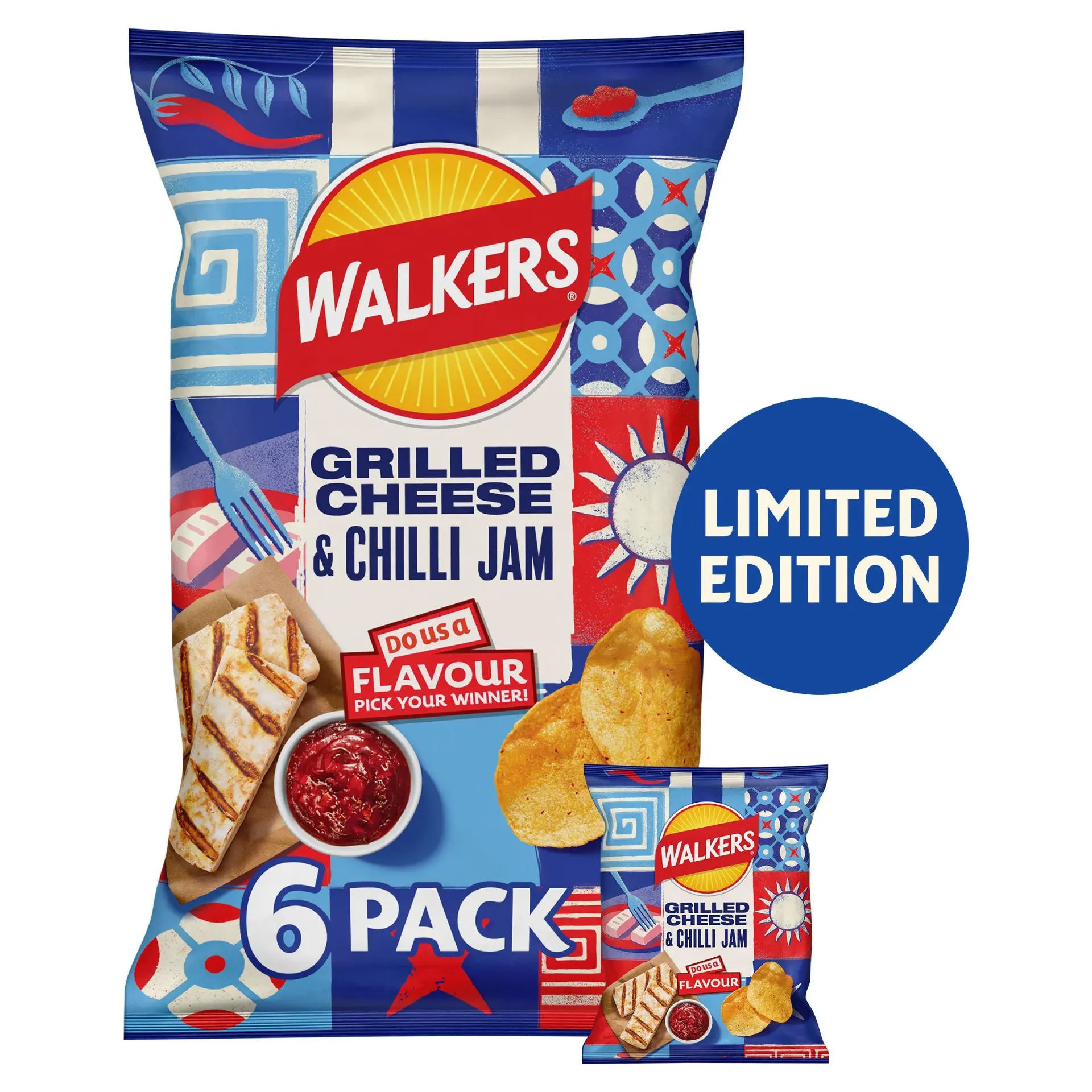 Walkers Grilled Cheese & Chilli Jam Crisps 6x25g 