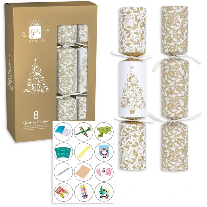 Giftmaker 12" Gold Christmas Crackers x8