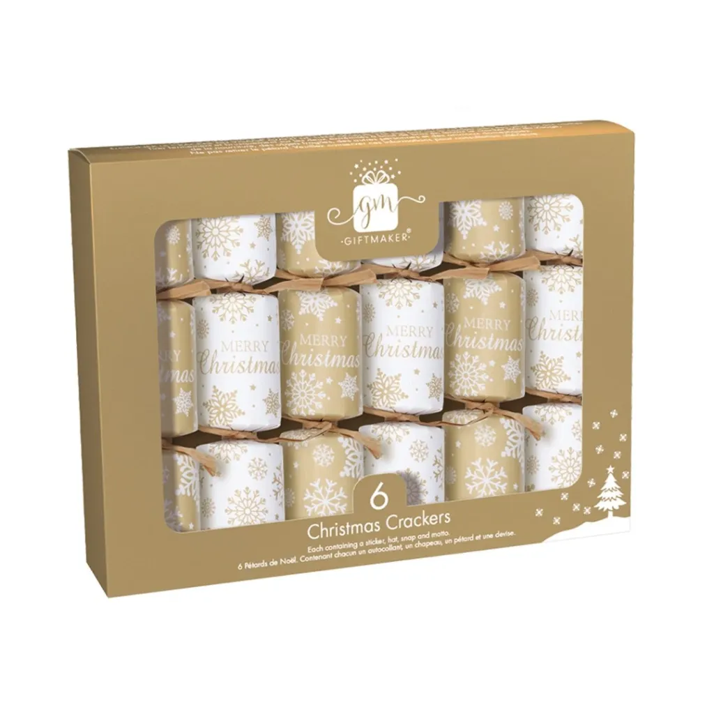 Giftmaker 6" Gold Christmas Crackers x6