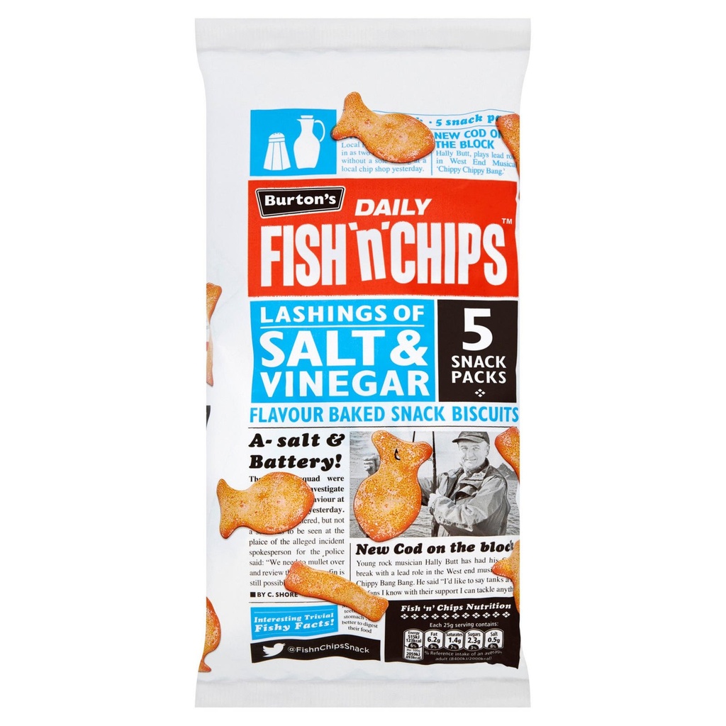 [101298] Burtons Fish n Chips Salt & Vinegar 5x25g