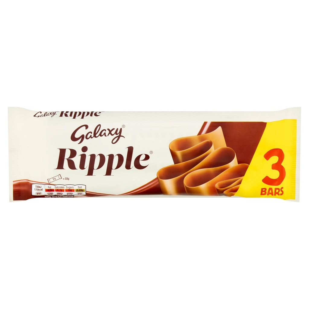 Galaxy Ripple Chocolate Bar 3x30g 3pk