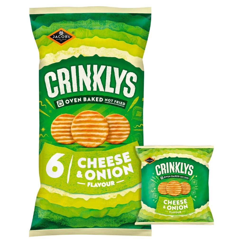 Jacobs Baked Crinklys Cheese & Onion 6pk